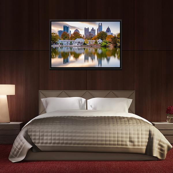 Atlanta Autumn Skyline Canvas Wall Art-3 Horizontal-Gallery Wrap-25" x 16"-Tiaracle