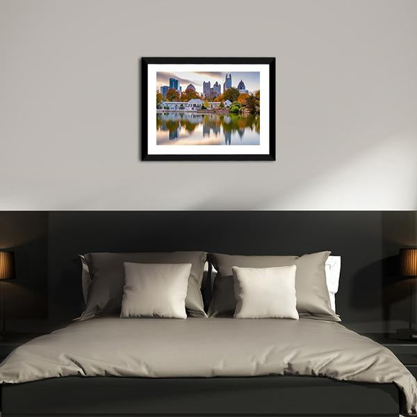 Atlanta Autumn Skyline Canvas Wall Art-3 Horizontal-Gallery Wrap-25" x 16"-Tiaracle