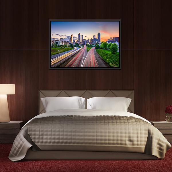 Atlanta City Skyline Panoramic Canvas Wall Art-1 Piece-36" x 12"-Tiaracle