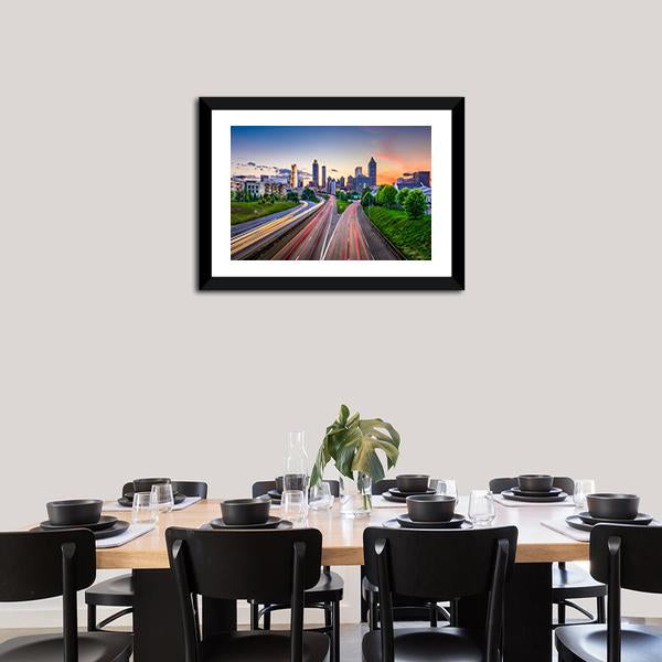 Atlanta City Skyline Panoramic Canvas Wall Art-1 Piece-36" x 12"-Tiaracle