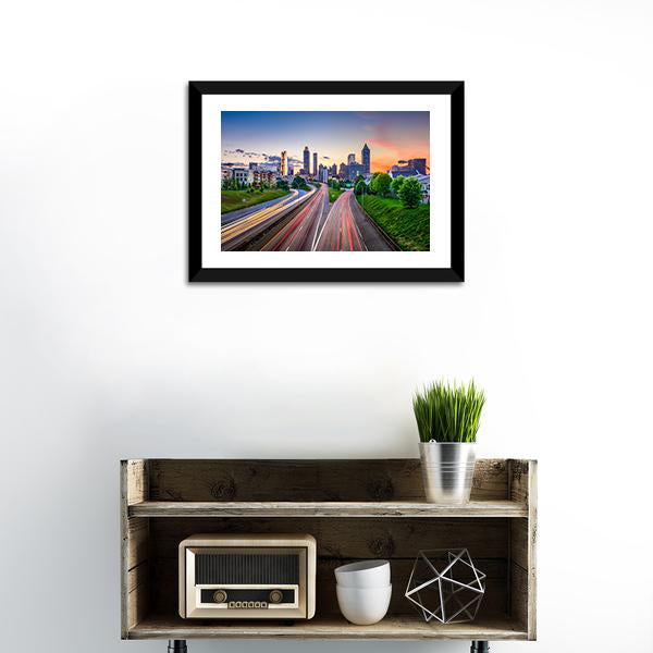 Atlanta City Skyline Panoramic Canvas Wall Art-1 Piece-36" x 12"-Tiaracle