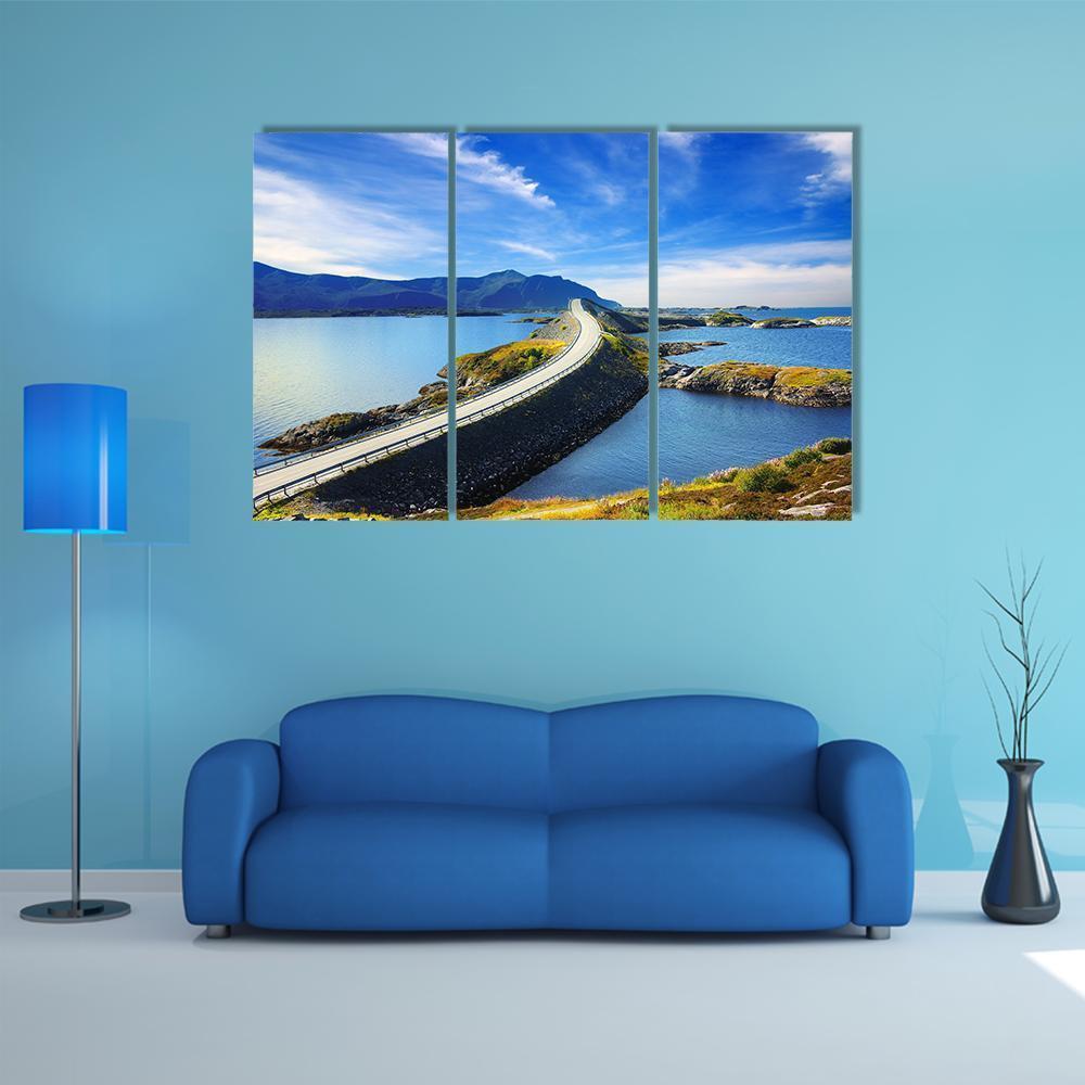 Atlanterhavsvegen Norway Canvas Wall Art-3 Horizontal-Gallery Wrap-37" x 24"-Tiaracle