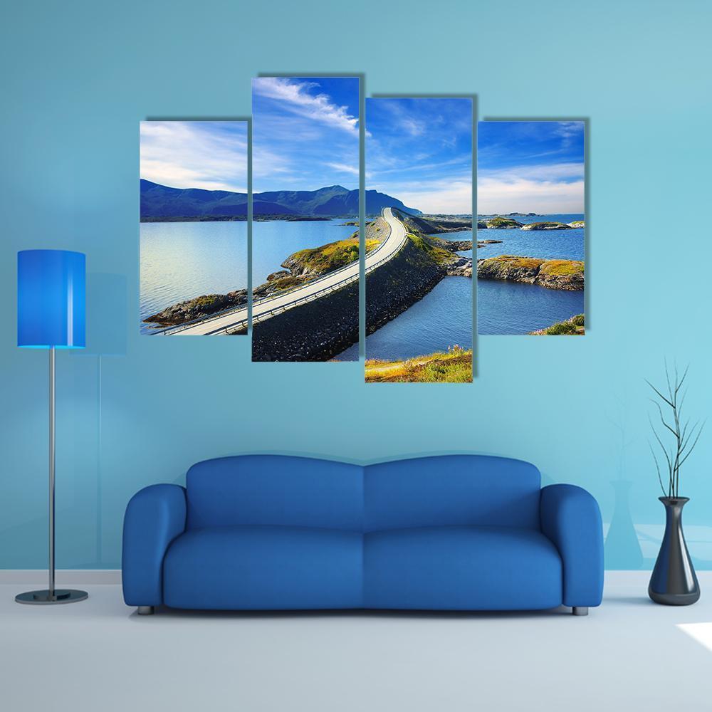 Atlanterhavsvegen Norway Canvas Wall Art-4 Pop-Gallery Wrap-50" x 32"-Tiaracle