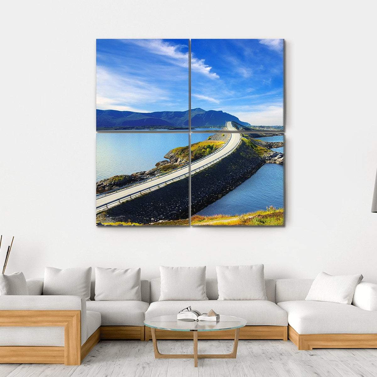 Atlanterhavsvegen Norway Canvas Wall Art-4 Square-Gallery Wrap-17" x 17"-Tiaracle