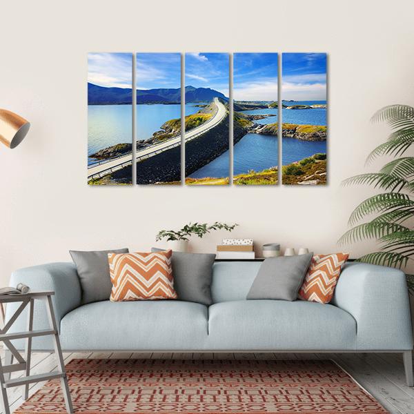 Atlanterhavsvegen Norway Canvas Wall Art-5 Horizontal-Gallery Wrap-22" x 12"-Tiaracle