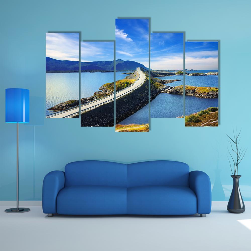 Atlanterhavsvegen Norway Canvas Wall Art-5 Pop-Gallery Wrap-47" x 32"-Tiaracle