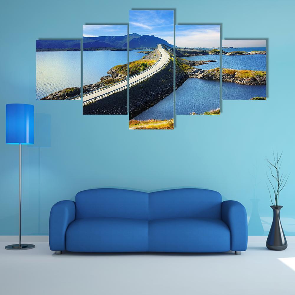 Atlanterhavsvegen Norway Canvas Wall Art-5 Star-Gallery Wrap-62" x 32"-Tiaracle