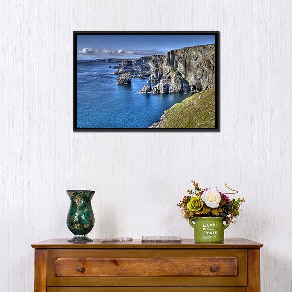 Atlantic Coast Cliffs Canvas Wall Art-1 Piece-Floating Frame-24&quot; x 16&quot;-Tiaracle