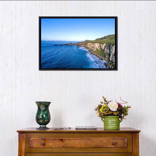 Atlantic Coast With Cliffs Canvas Wall Art-1 Piece-Floating Frame-24" x 16"-Tiaracle