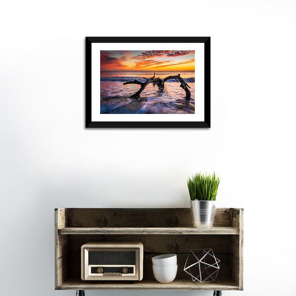 Atlantic Ocean At Sunrise Canvas Wall Art-1 Piece-Framed Print-30" x 20"-Tiaracle