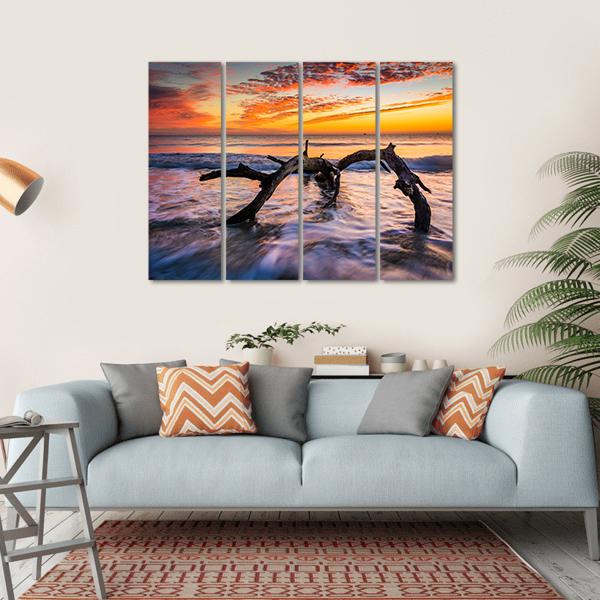 Atlantic Ocean At Sunrise Canvas Wall Art-4 Horizontal-Gallery Wrap-34" x 24"-Tiaracle