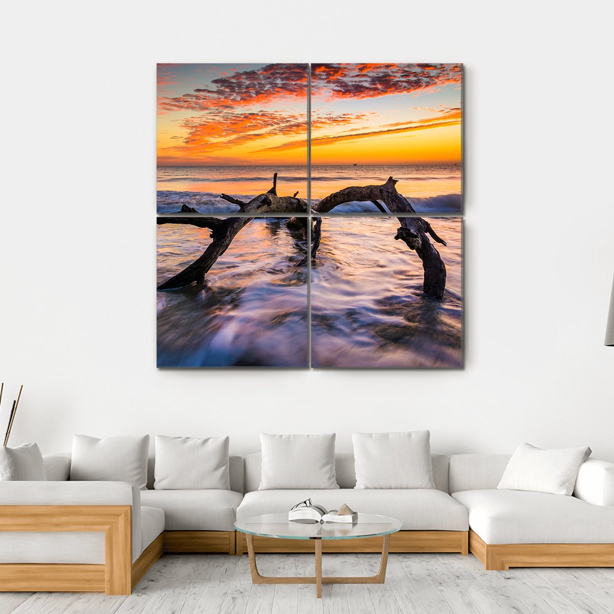Atlantic Ocean At Sunrise Canvas Wall Art-4 Square-Gallery Wrap-17" x 17"-Tiaracle