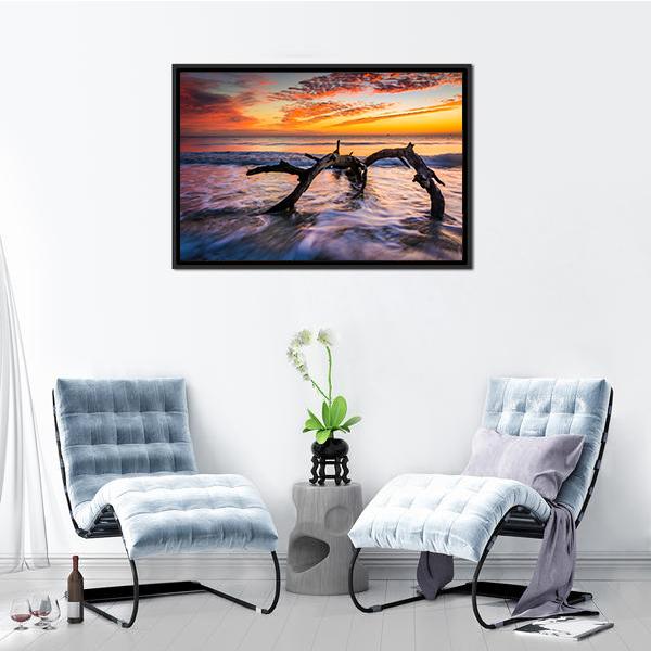 Atlantic Ocean At Sunrise Canvas Wall Art-5 Horizontal-Gallery Wrap-22" x 12"-Tiaracle