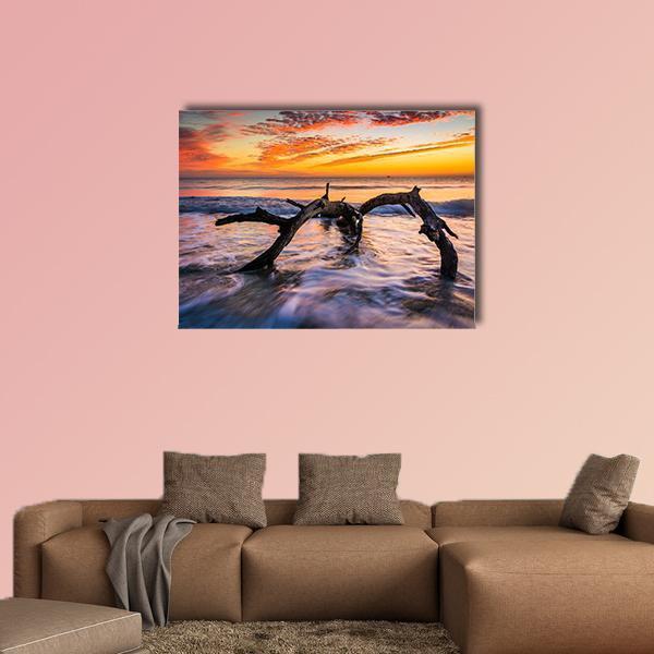 Atlantic Ocean At Sunrise Canvas Wall Art-1 Piece-Gallery Wrap-48" x 32"-Tiaracle