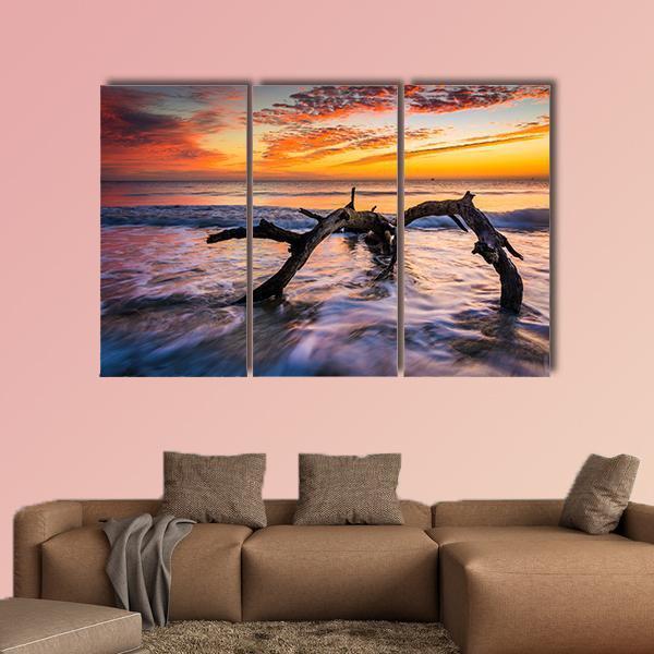 Atlantic Ocean At Sunrise Canvas Wall Art-3 Horizontal-Gallery Wrap-25" x 16"-Tiaracle
