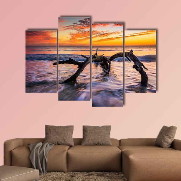 Atlantic Ocean At Sunrise Canvas Wall Art-4 Pop-Gallery Wrap-50" x 32"-Tiaracle