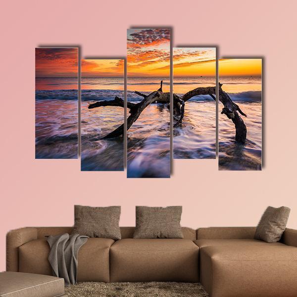Atlantic Ocean At Sunrise Canvas Wall Art-5 Pop-Gallery Wrap-47" x 32"-Tiaracle