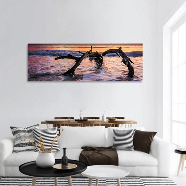 Atlantic Ocean At Sunrise Panoramic Canvas Wall Art-1 Piece-36" x 12"-Tiaracle