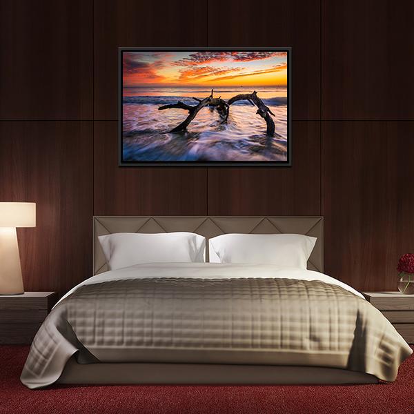Atlantic Ocean At Sunrise Canvas Wall Art-3 Horizontal-Gallery Wrap-25" x 16"-Tiaracle