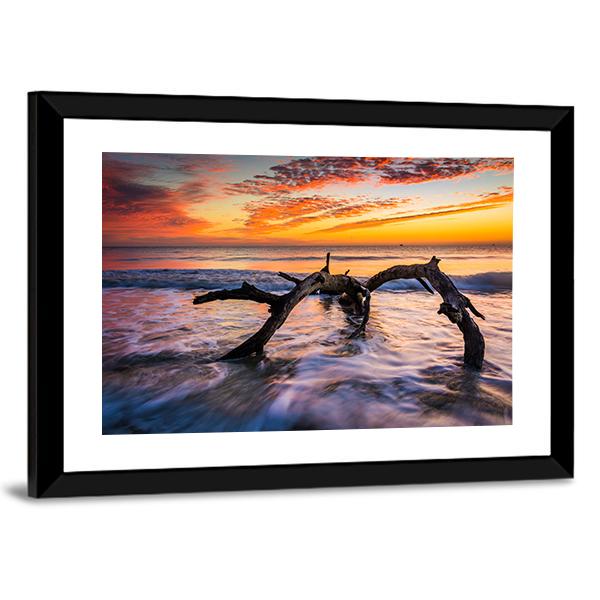 Atlantic Ocean At Sunrise Canvas Wall Art-3 Horizontal-Gallery Wrap-25" x 16"-Tiaracle