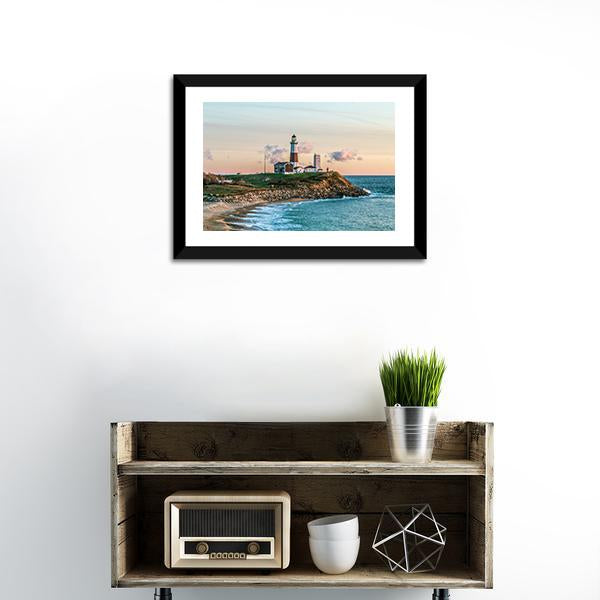 Montauk Lighthouse Canvas Wall Art-1 Piece-Framed Print-20" x 16"-Tiaracle