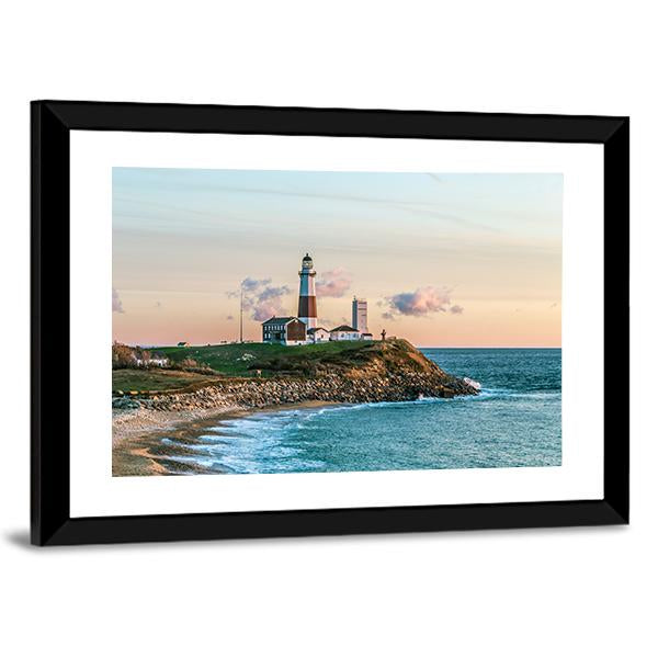 Montauk Lighthouse Canvas Wall Art-3 Horizontal-Gallery Wrap-25" x 16"-Tiaracle