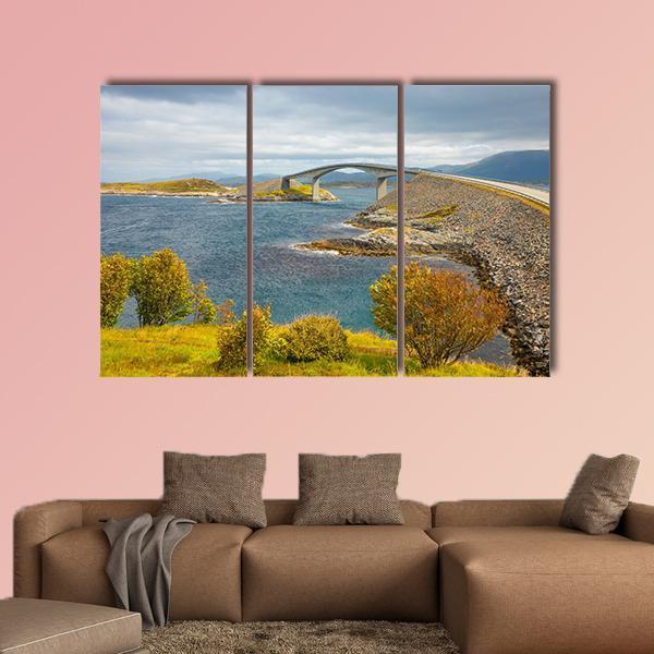 Atlantic Road Norway Canvas Wall Art-3 Horizontal-Gallery Wrap-37" x 24"-Tiaracle