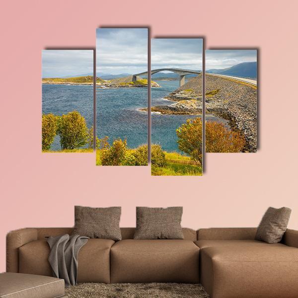 Atlantic Road Norway Canvas Wall Art-4 Pop-Gallery Wrap-50" x 32"-Tiaracle