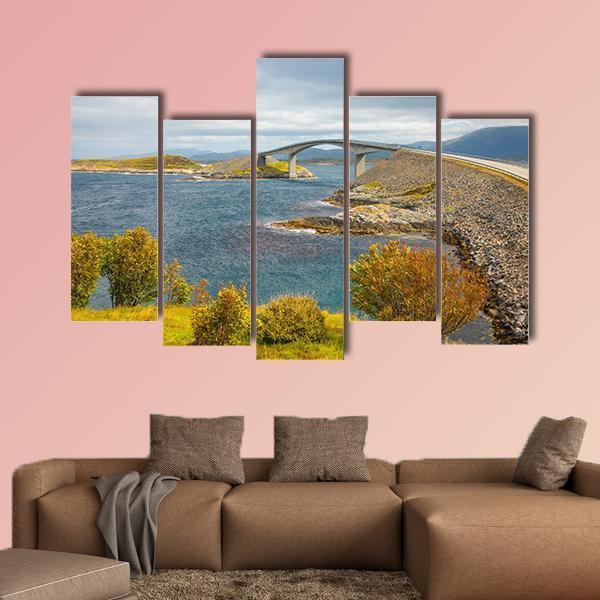 Atlantic Road Norway Canvas Wall Art-5 Pop-Gallery Wrap-47" x 32"-Tiaracle