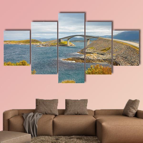Atlantic Road Norway Canvas Wall Art-5 Star-Gallery Wrap-62" x 32"-Tiaracle