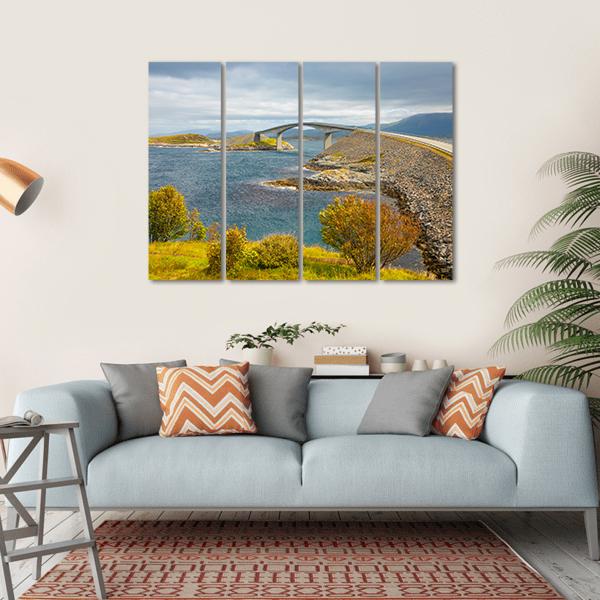 Atlantic Road Norway Canvas Wall Art-4 Horizontal-Gallery Wrap-34" x 24"-Tiaracle