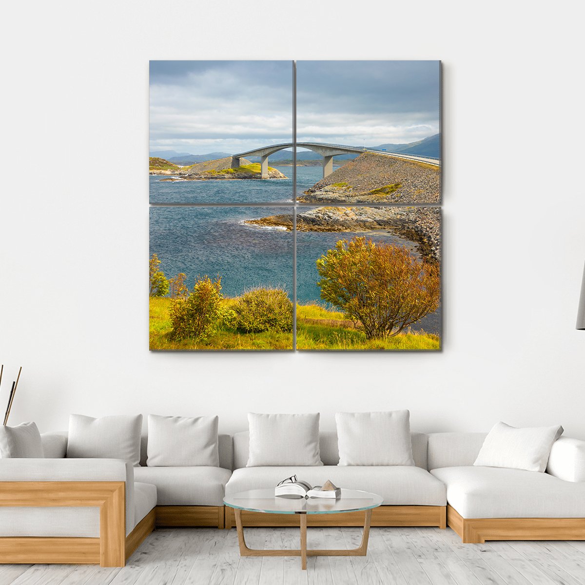 Atlantic Road Norway Canvas Wall Art-4 Square-Gallery Wrap-17" x 17"-Tiaracle