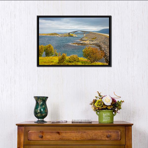 Atlantic Road Norway Canvas Wall Art-1 Piece-Floating Frame-24" x 16"-Tiaracle