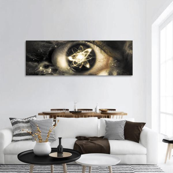 Atomic Particle Reflection In Pupil Panoramic Canvas Wall Art-1 Piece-36" x 12"-Tiaracle