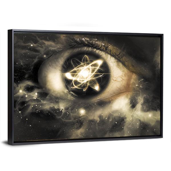 Atomic Particle Reflection In Pupil Canvas Wall Art-3 Horizontal-Gallery Wrap-25" x 16"-Tiaracle