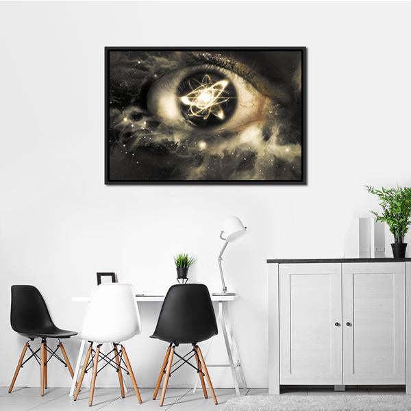 Atomic Particle Reflection In Pupil Canvas Wall Art-3 Horizontal-Gallery Wrap-25" x 16"-Tiaracle