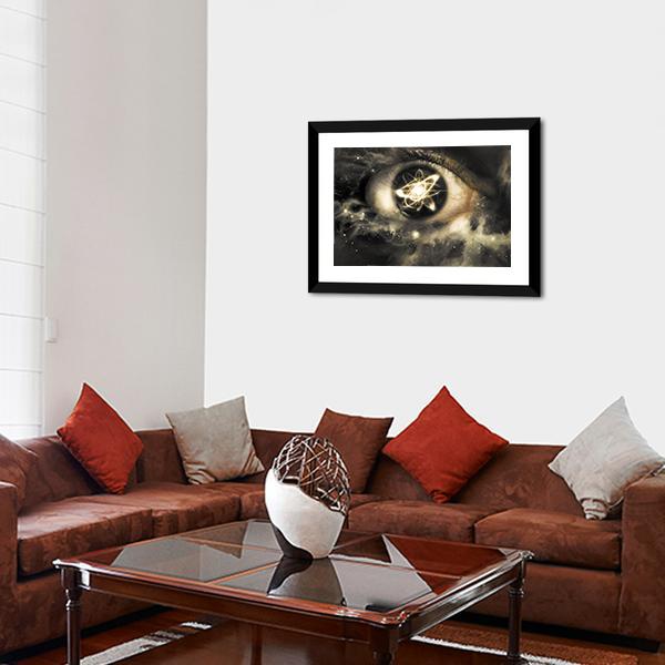 Atomic Particle Reflection In Pupil Canvas Wall Art-3 Horizontal-Gallery Wrap-25" x 16"-Tiaracle