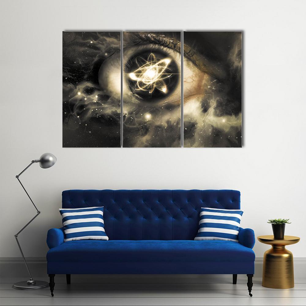 Atomic Particle Reflection In Pupil Canvas Wall Art-3 Horizontal-Gallery Wrap-37" x 24"-Tiaracle