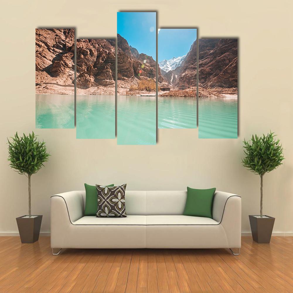 Attabad Lake In Northern Pakistan Canvas Wall Art-5 Pop-Gallery Wrap-32" x 21"-Tiaracle
