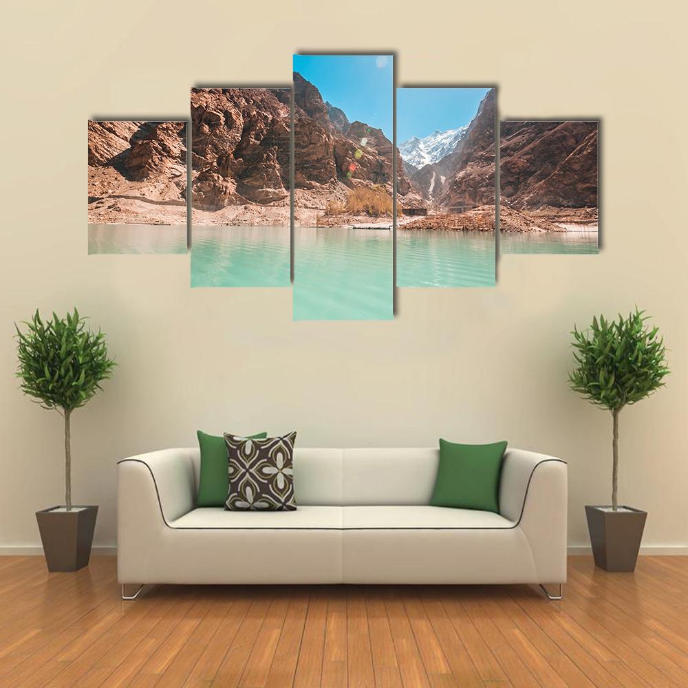 Attabad Lake In Northern Pakistan Canvas Wall Art-5 Star-Gallery Wrap-42" x 21"-Tiaracle