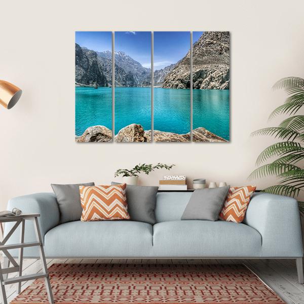 Attabad Lake In Pakistan Canvas Wall Art-4 Horizontal-Gallery Wrap-34" x 24"-Tiaracle