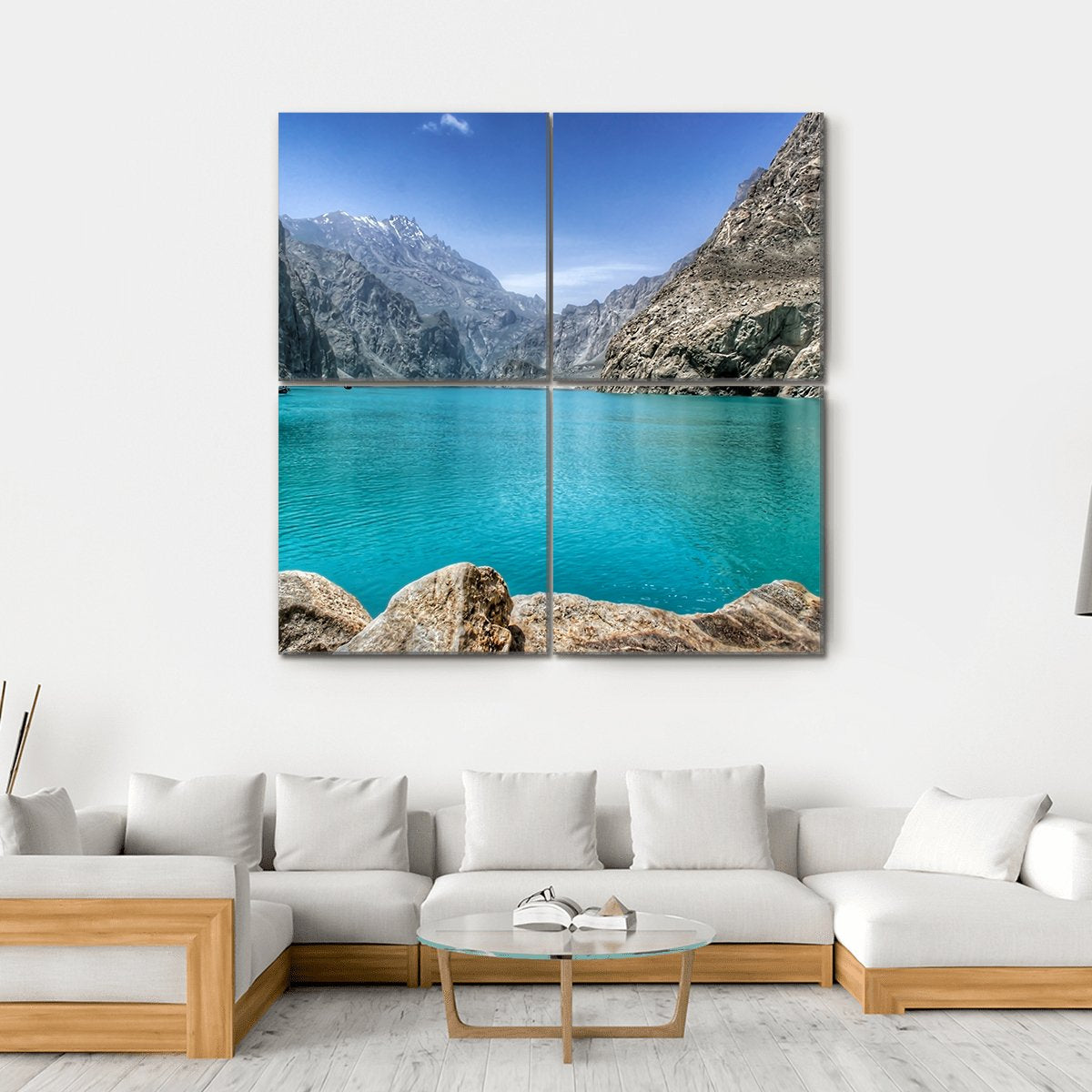 Attabad Lake In Pakistan Canvas Wall Art-4 Square-Gallery Wrap-17" x 17"-Tiaracle