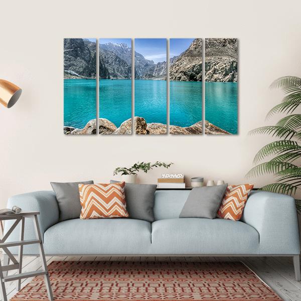 Attabad Lake In Pakistan Canvas Wall Art-5 Horizontal-Gallery Wrap-22" x 12"-Tiaracle