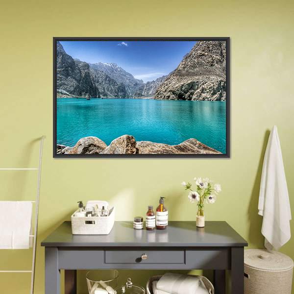 Attabad Lake In Pakistan Canvas Wall Art-5 Horizontal-Gallery Wrap-22" x 12"-Tiaracle