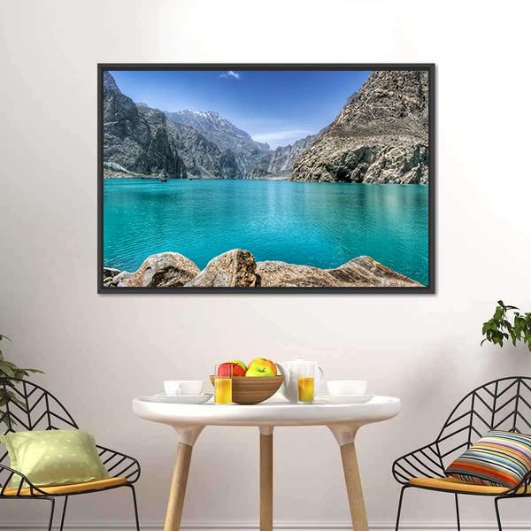Attabad Lake In Pakistan Canvas Wall Art-5 Horizontal-Gallery Wrap-22" x 12"-Tiaracle