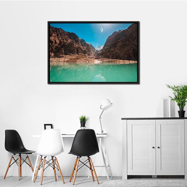 Attabad Lake Pakistan Canvas Wall Art-1 Piece-Floating Frame-24" x 16"-Tiaracle