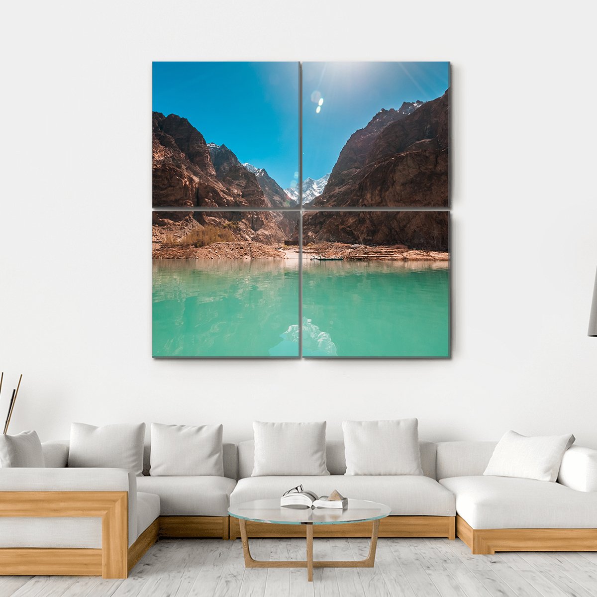 Attabad Lake Pakistan Canvas Wall Art-4 Square-Gallery Wrap-17" x 17"-Tiaracle