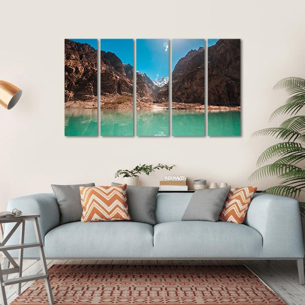 Attabad Lake Pakistan Canvas Wall Art-5 Horizontal-Gallery Wrap-22" x 12"-Tiaracle