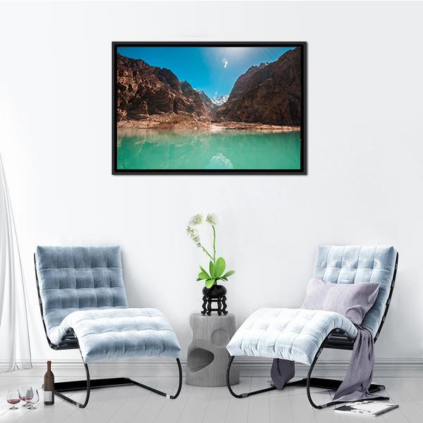 Attabad Lake Pakistan Canvas Wall Art-5 Horizontal-Gallery Wrap-22" x 12"-Tiaracle
