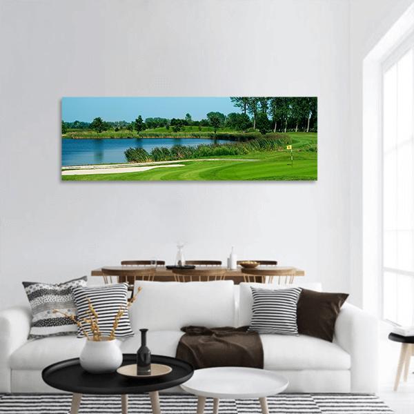 Golf Field Panoramic Canvas Wall Art-1 Piece-36&quot; x 12&quot;-Tiaracle
